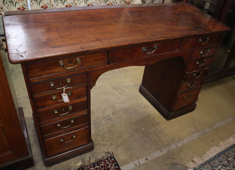 A George III mahogany clerks desk, W.162cm, D.60cm, H.97cm